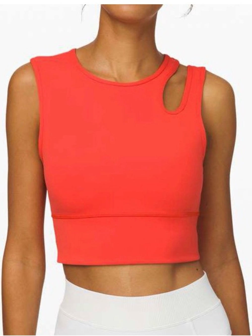 lululemon athletica mastered motion Coral Cutout Crop Tank